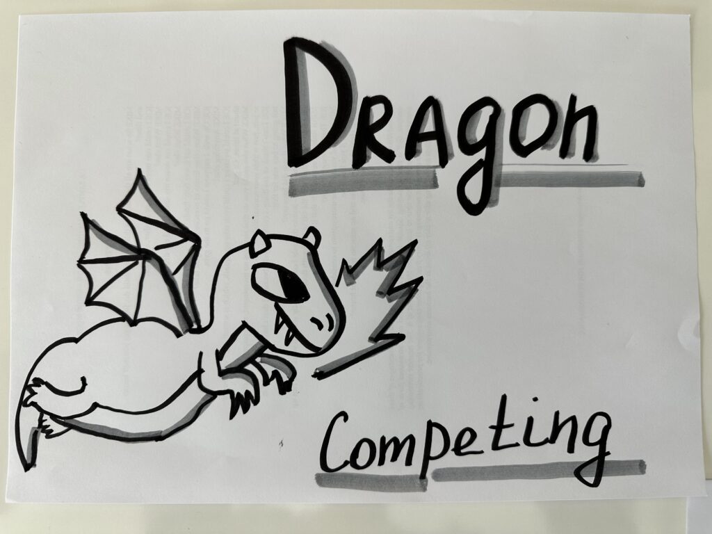 Thomas-Kilmann Conflict Management Styles Dragon metaphor  for Competing style drawing by Julia Västrik